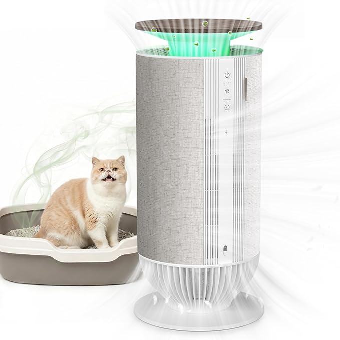Petbobi Pet Air Purifier for Home Up to 3630 ft² - 7-Stage H13 & H11 HEPA Filter for Pet Odors Hair Dander Dust, 360°Anti-Clog Air Intake, WiFi App, PM2.5 Monitor, 275 CFM CADR