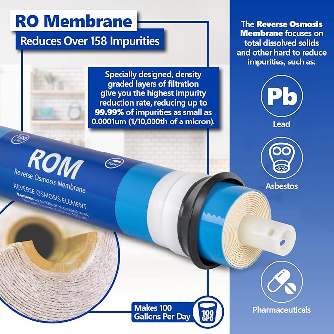 Express Water – 1 Year Reverse Osmosis System Replacement Filter Set – 8 Filters with 100 GPD RO Membrane, Carbon GAC, ACB, PAC Filters, Sediment SED Filters – 10 inch Size Water Filters…