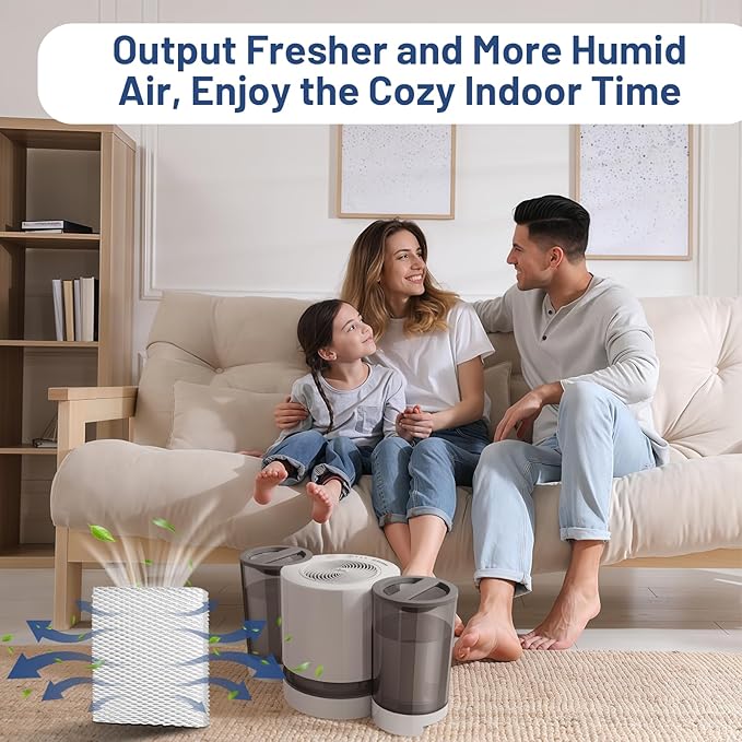 4 Pack MD1-0034 Humidifier Wick Replacement Filter Compatible with Vornado EV100, EV200, EVDC300, EVDC500, Evap2, Evaporative Humidifiers, 1 inch Thick