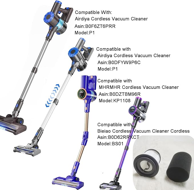 Filter Replacement for UKDMROX,AIRDIYA P1 VG3,MHRMHR KP110, Bieiao and AIPOWAY Cordless Vacuum Cleaner (AMBK-2+2)