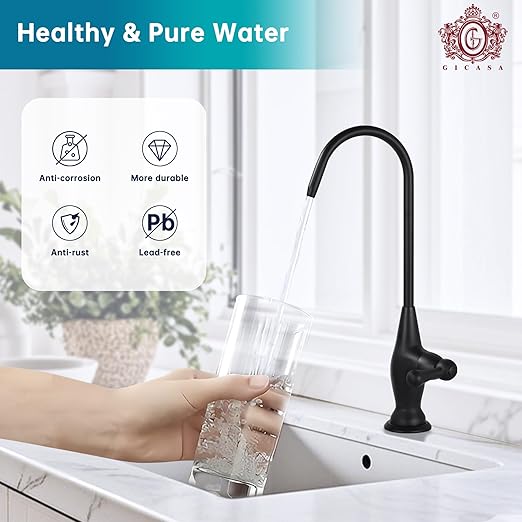 Sink Drinking Water Faucet, Sink Water Filter System, Suitable for Most Reverse Osmosis or Water Filtration Systems, Stainless Steel Reverse Osmosis Faucet for Kitchen Bar, Black