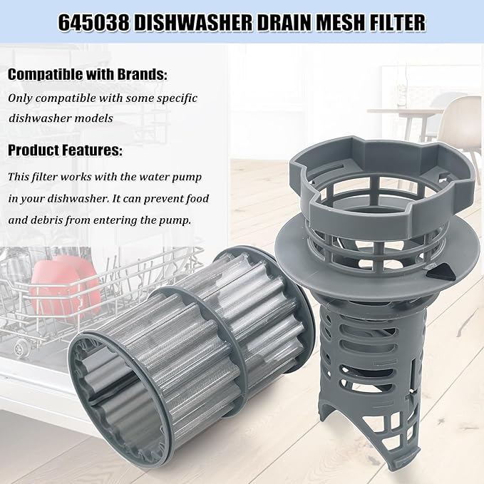 UPGRADED 645038 00645038 Dishwasher Drain Mesh Filter - 651097 Dishwasher Filter Replacement 00651097