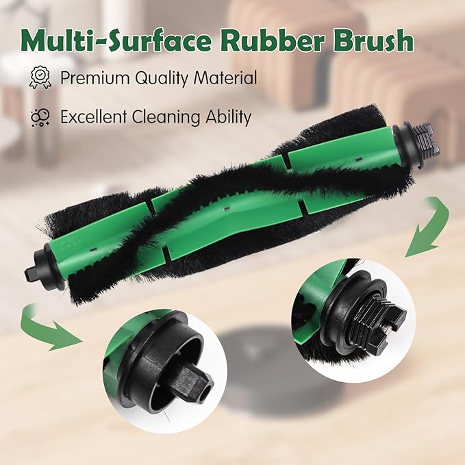 Replacement Parts for iRobot Roomba Essential Q0120, Y0110, Q011, Y0140, Q0520, 1010/1020/108/106/105/104 Combo/Vac Robot Vacuum Accessories, 2 Roller Brush 8 Hepa Filters 8 Side Brushes