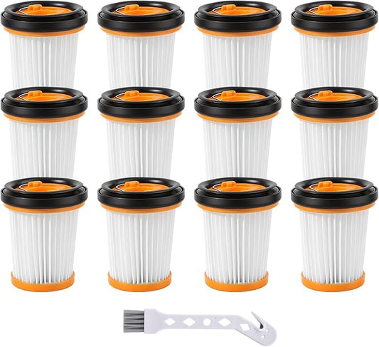 12 Pack WV201 Filter Replacement for Shark Wandvac ION W1 S87 Cordless Handheld Vacuum, Compatible with WV200, WV201, WV205, WV220, WV201BK, Compare to Part # XHFWV200