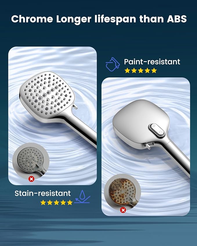 Filtered Shower Head with Handheld, High Pressure 7 Spray Showerhead with Filters, Detachable Shower Heads, Water Softener Filters for Hard Water - Remove Chlorine (Silver)