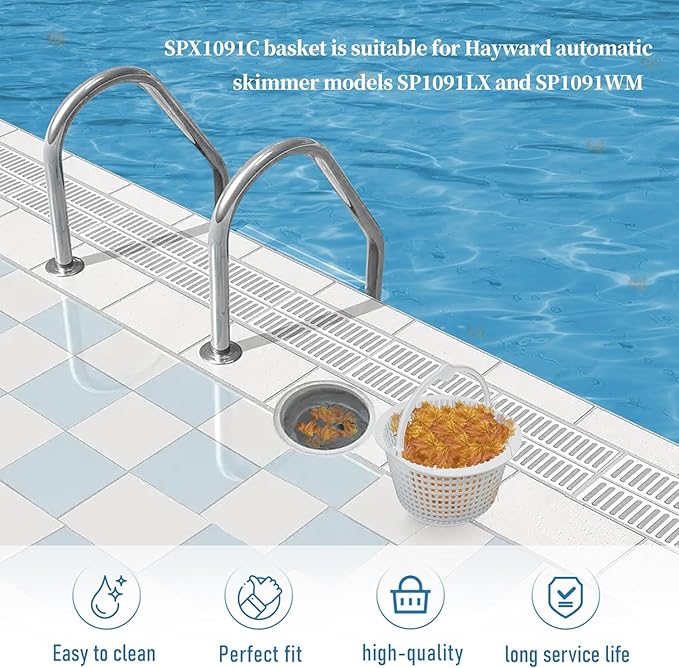 SPX1091C Replacement Above Ground Skimmer Basket for Hayward Pool Filter Basket with Handle SP1091 WB736660 2-Pack (1-Pack)