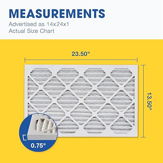 Aerostar 14x24x1 MERV 11 Air Filter, 4 Pack Set of HVAC Furnace Filters, Electrostatic MPR 1000-1200 & FPR 7 (Actual Size: 13 3/4 x 23 3/4 x 3/4 inches)