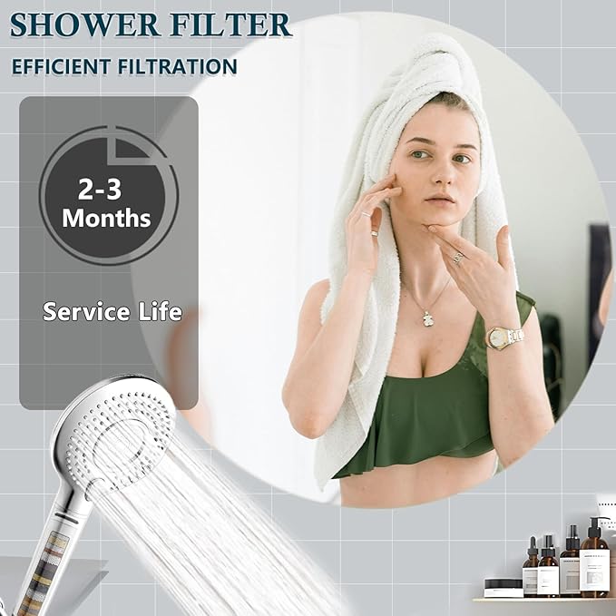Replacement Filter Compatible For FEELSO High Pressure 3 Spray Mode Filtered Shower Handheld, 15 Stage Hard Water Shower Filter (4pcs), Long bar type, White