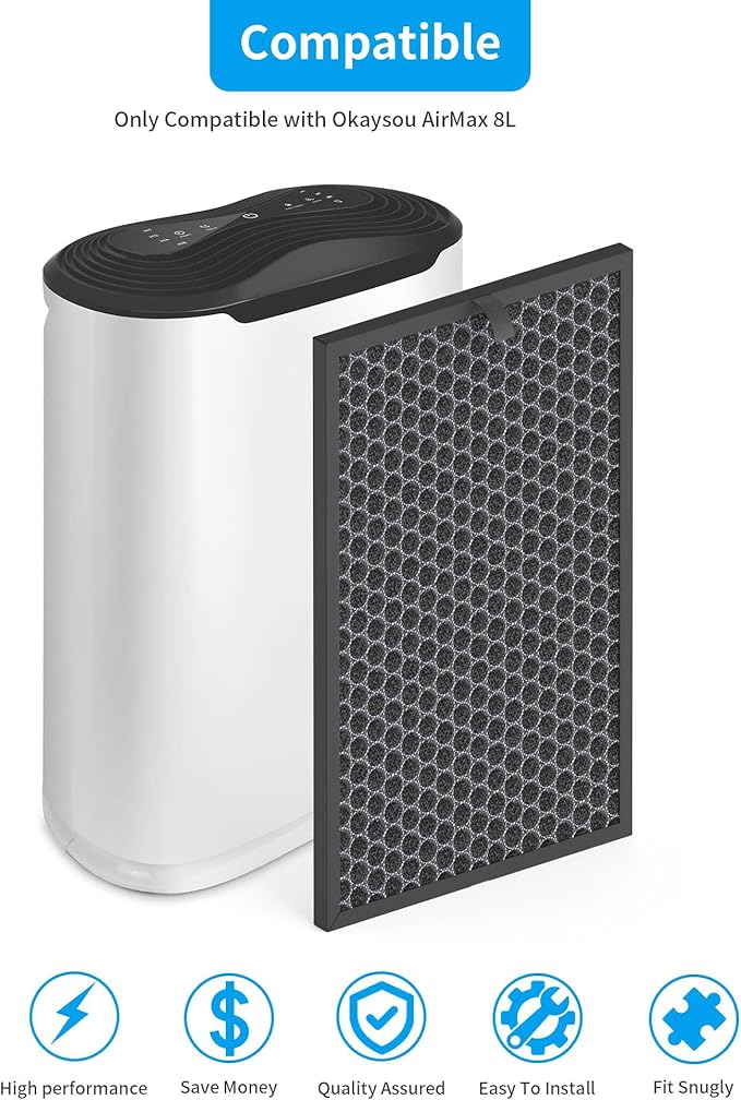 2 Packs 8L Activated Carbon Replacement Filter Duo-fiilter Compatible with Okaysou AirMax 8L