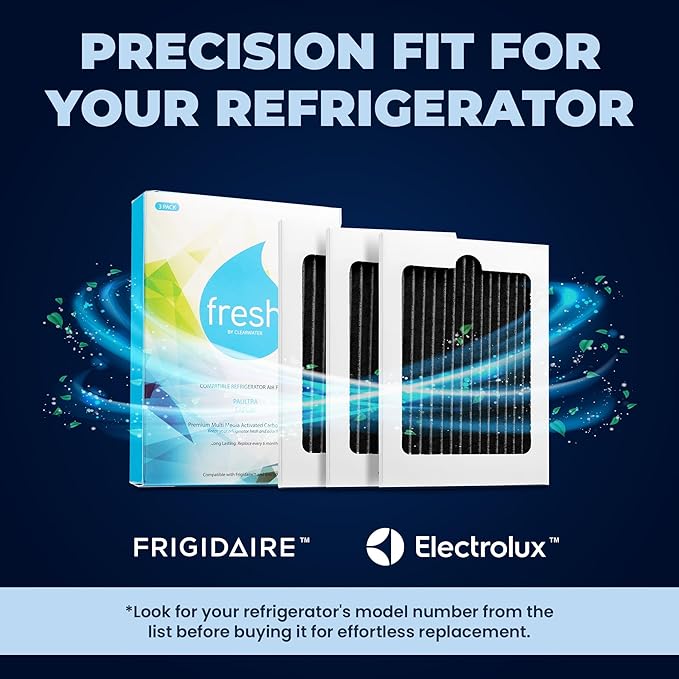 FRESH Paultra Refrigerator Air Filter Replacement for Frigidaire Pure Air Ultra, Electrolux PureAdvantage EAFCBF, Compatible with Smart Choice PureAir, Part 242061001, 241754001 - Mist (3 Pack)