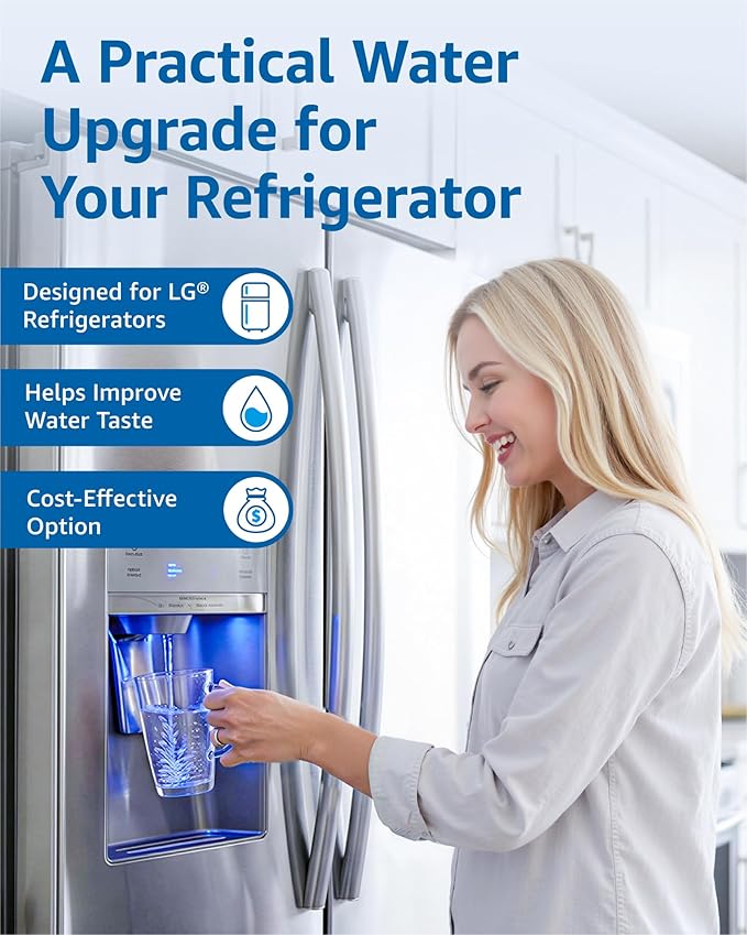 Filterlogic ADQ73613401 Refrigerator Water Filter and Air Filter, Replacement for LG® LT800P®, ADQ736134, ADQ73613402, LSXS26326S, LSXS26366S, LMXS30776S, Kenmore 46-9490 and LT120F®, 3 Combo