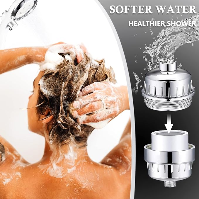 3-pack 20 stages Shower Filter Compatible for Aquabliss SF100/SF220/SFC100/SFC220 Showerhead Filter, Universal Shower Filter
