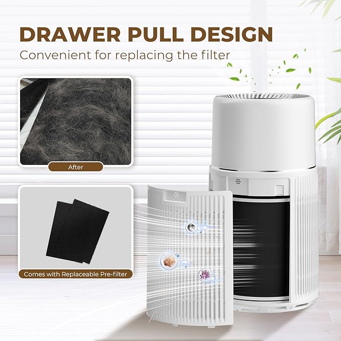 Pet Air Purifier for Home, H13 HEPA Filter for Dog Cat Hair, Dander, Odors, Dust, Air Purifiers for Dorm Room and Multi-Pet Households with Sleep Mode, Auto Mode