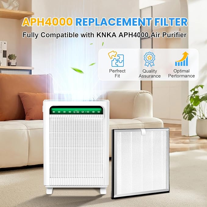 2 Pack APH4000 Replacement Filter Compatible with KNKA APH4000 Air Purifier,3-in-1 HEPA and Activated Carbon Filter