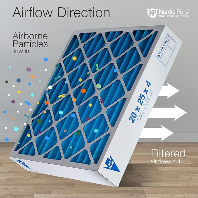Nordic Pure 20x24x4 (Actual Size: 19 3/8 x 23 3/8 x 3 5/8) Pleated MERV 7 Air Filters 6 Pack