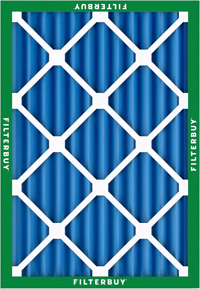 Filterbuy 20x25x2 Air Filter MERV 13 Optimal Smoke & Allergy Defense (1-Pack), Electrostatic Pleated HVAC AC Furnace Filters Replacement, Made in USA (Actual Size: 19.50 x 24.50 x 1.75)