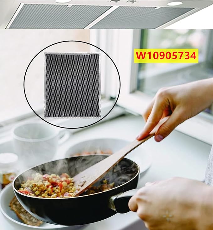 W10905734 Range Hood Filter Part Replacement for whirlpool range hood charcoal filter AP6050126, 4533728, PS12070219,charcoal filter w10905734 (2 pack,double-sided,universal hood filter)