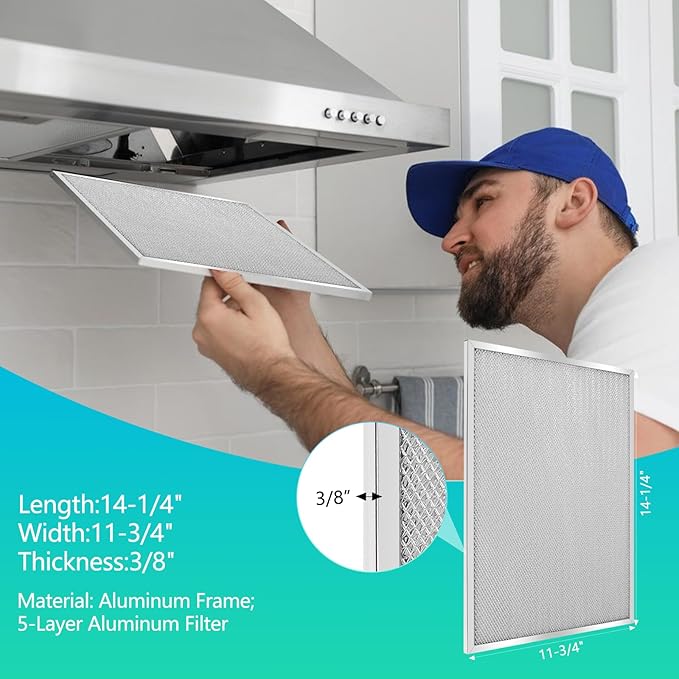 4-Pack BPS1FA30 Range Hood Filter 11-3/4" x 14-1/4" Aluminum Frame, Compatible with Broan NuTone Allure QS1 QS2 WS1 30" Hood, Replaces 99010299 BPS2FA30 S99010305 AP3378953 by seteams