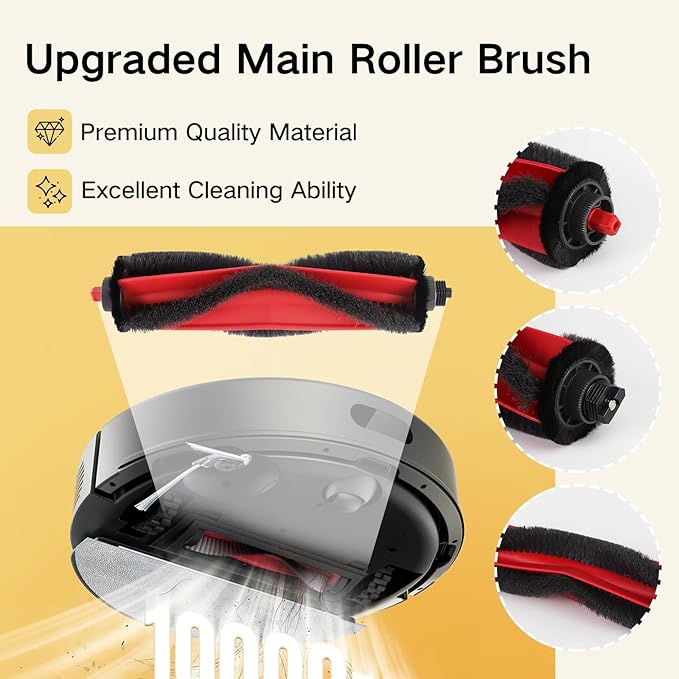 VIEWALL Q7M5 Replacement Accessories Kit for Roborock Q7 M5/M5+, Q7 L5/L5+ Plus Robot Vacuum, 1 Main Brushes, 4 HEPA Filters, 4 Side Brushes, 4 Mop Pads, 1 Cleaning Tool, 1 Screwdriver