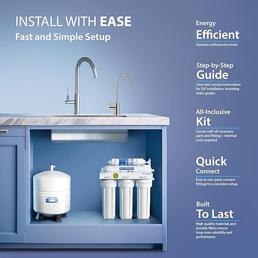 APEC Water RO-90, 5-Stage Under Sink Reverse Osmosis Water Filter System, NSF Certified 372 & 58, 90 GPD, Reduces 99% of Impurities