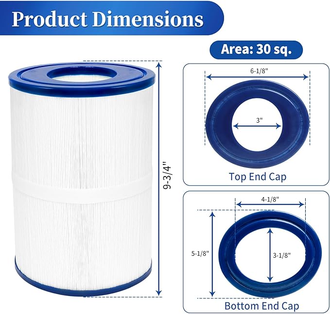 PDM30 Oval Spa Filter Fit for Dream M Aker Hot Tubs 461269, Fil bur FC9940, Cross Over 730L 730S, ODY ssey, Big E Z, EZL, 30 sq.ft Hot Tub Filter Cartridge, 2 Pack
