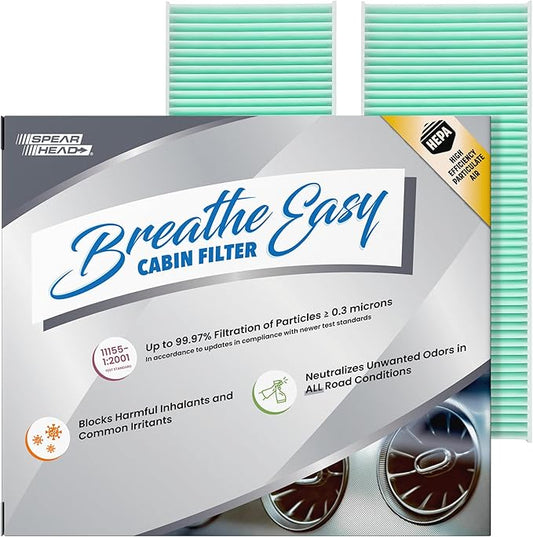 Spearhead HEPA Breathe Easy Cabin Filter, Up to 99.97% Filtration of 0.3 Micron Particles w/No Airflow Reduction (BE-553H)