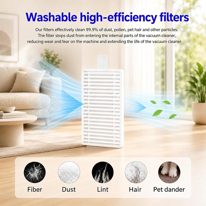 14Pack YUJINRU Replacement Parts Accessories Kit Compatible with UMMUND T7S Robot Vacuum.4 Mop Pads, 4 Filters, 6 Side Brushe