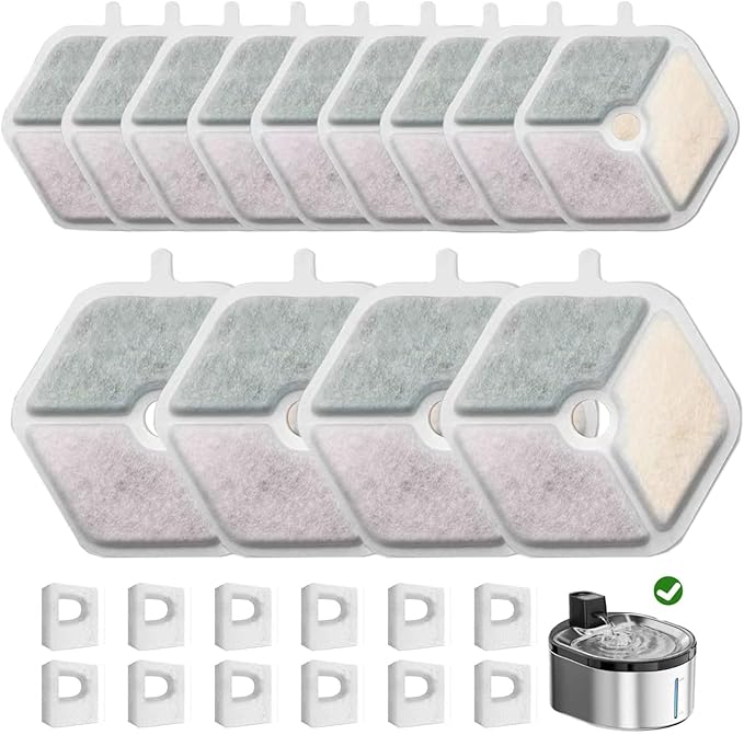 12 Pack Replacement Filters and 12pack Sponges for Smartoo 152oz/4.5L Wireless Cat Water Fountain, Pet Water Fountain Replacement Filter Fit for smartoo replacement filters