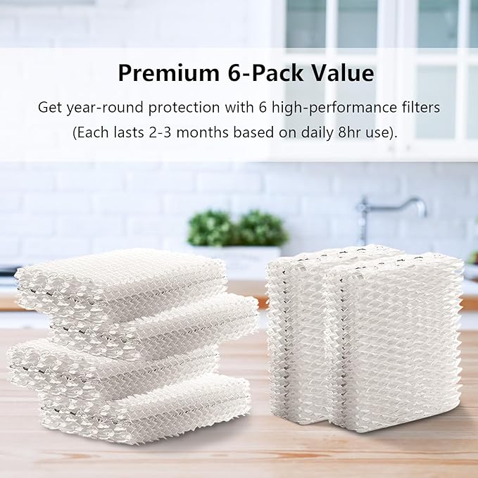 6 Pack Replacement WF813 Humidifier Filters,Compatible with Equate EQWF813 PCWF813 Relion RCM832 RCM-832N Protec RWF813 EQ-2119-UL PCCM-832N Cool Mist Humidifiers Wick Filter