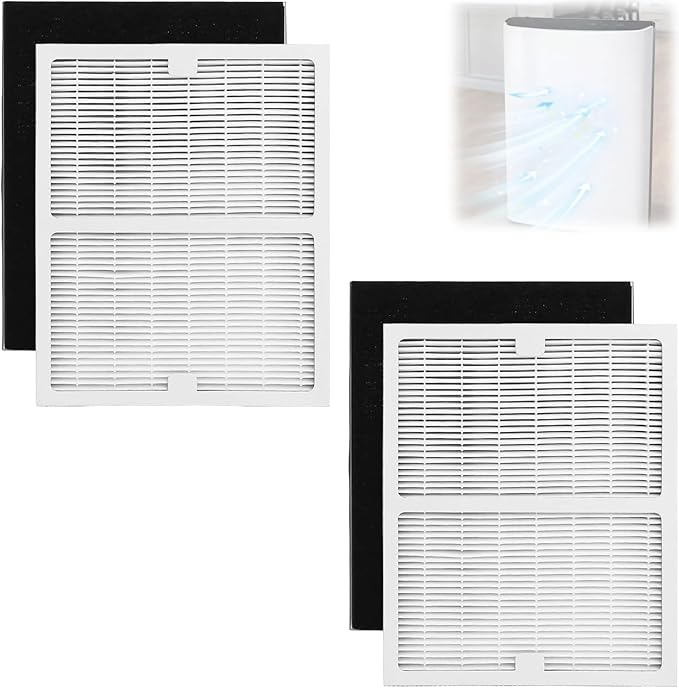 Gekufa Replacement Filter A Compatible with Idylis Air Purifiers IAP-10-100, IAP-10-150, AC-2119, IAF-H-100A, IAPC-40-140, Filtrete FAP-C01-A – Includes 2 Filters & 2 Carbon Filters