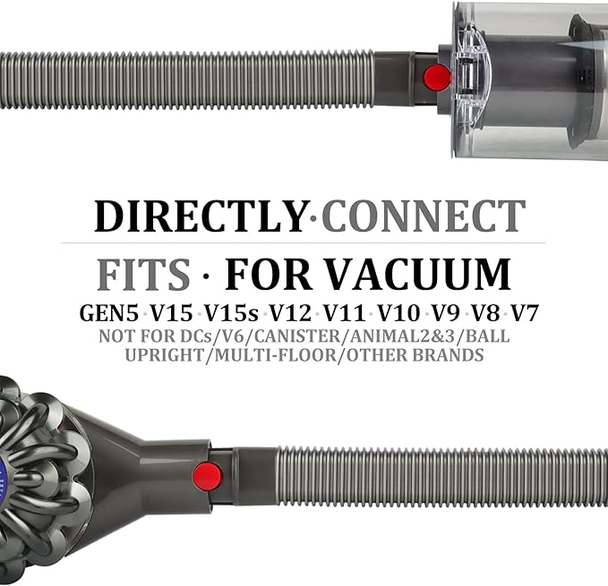 Fullclean Dryer Vent Cleaner Hose Vacuum Attachments for Dyson GEN5 V15 V15s V12 V11 V10 V9 V8 V7 Detect Absolute Cyclone Outsize Slim Vacuum Cleaner Nozzle Crevice Flexible Lint Removal Tool