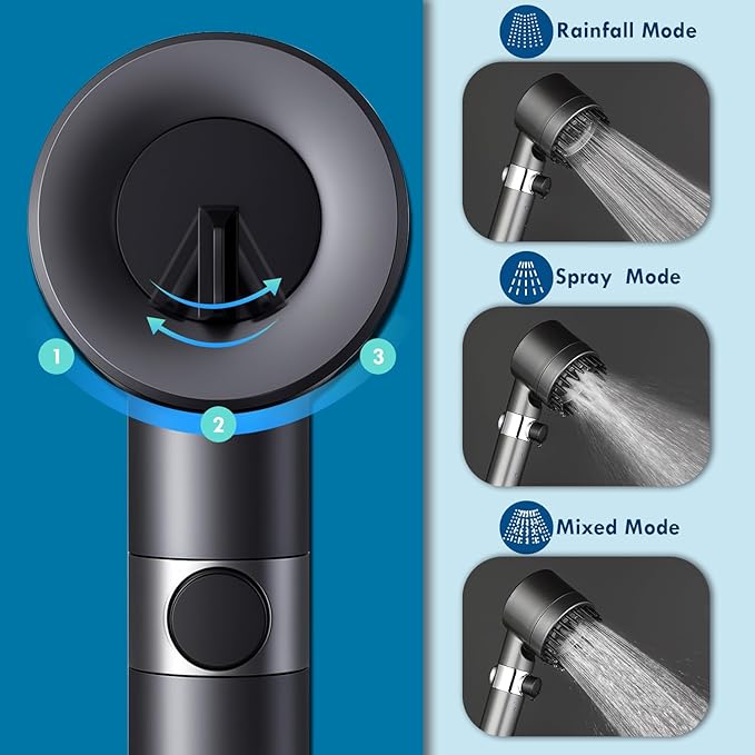CWPW Filtered Shower Head with Handheld High Pressure 4 Spray Showerhead with Filters for Hard Water-Remove Chlorine,ON/OFF Switch for Pets,With 79" Stainless Steel Hose,Bracket,6 Filters, Bath Loofah