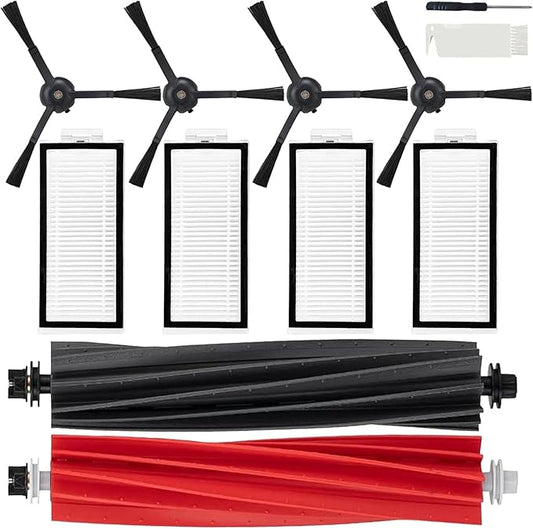 Replacement Accessories Kit Compatible with Roborock Q5 Pro Q5 Pro+(Plus) Q5 Max+(Plus) Q5 DuoRoller+(Plus) Q8 Max Q8 Max+(Plus) Robot Vacuum Cleaner, Include 1 Dual Roller Brush 4 Side Brush 4 Filter