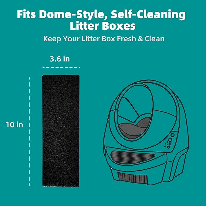 MEDUWEDU 9-Pack 3.6" x 10" Carbon Filter Pads for Automatic & Dome-Style Cat Litter Boxes – Activated Charcoal Liners for Odor Control