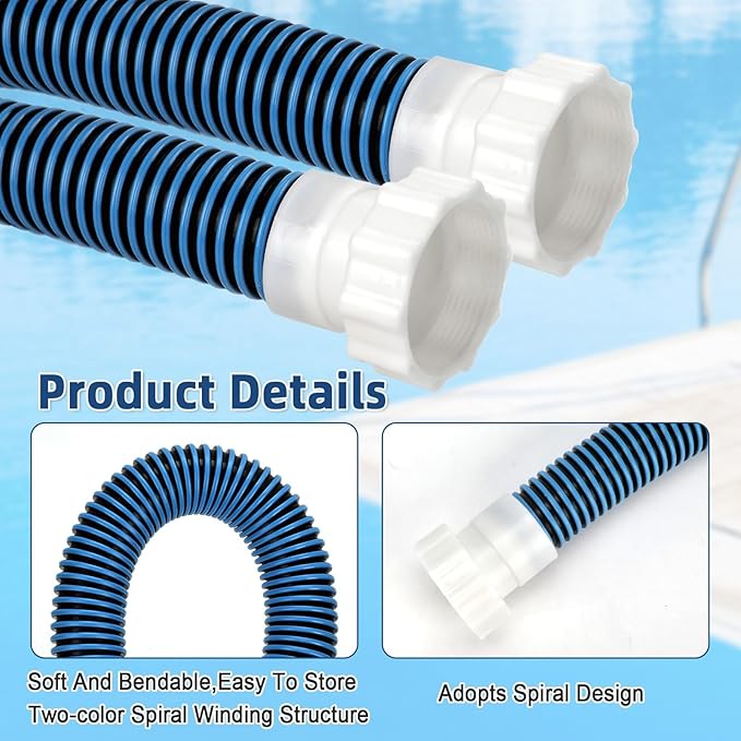 15ft 1 1/2" Pool Hose for Above Ground Pools 15ft Long Pool Pump Replacement Filter Hoses 1.5" EVA Swimming Pool Filter Hose for Filters Pumps, Saltwater Systems and Sand Filters (Blue)