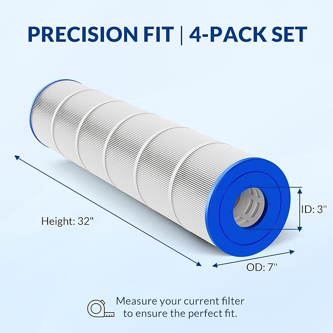 Pool Filter Cartridge, Essential Series, Replacement for PCC130 R173578 178585 817-0131, Compatible with Pentair Clean & Clear Plus 520 Waterway 525, Cylindrical Fabric, 520 Sq. Ft. 4-PK