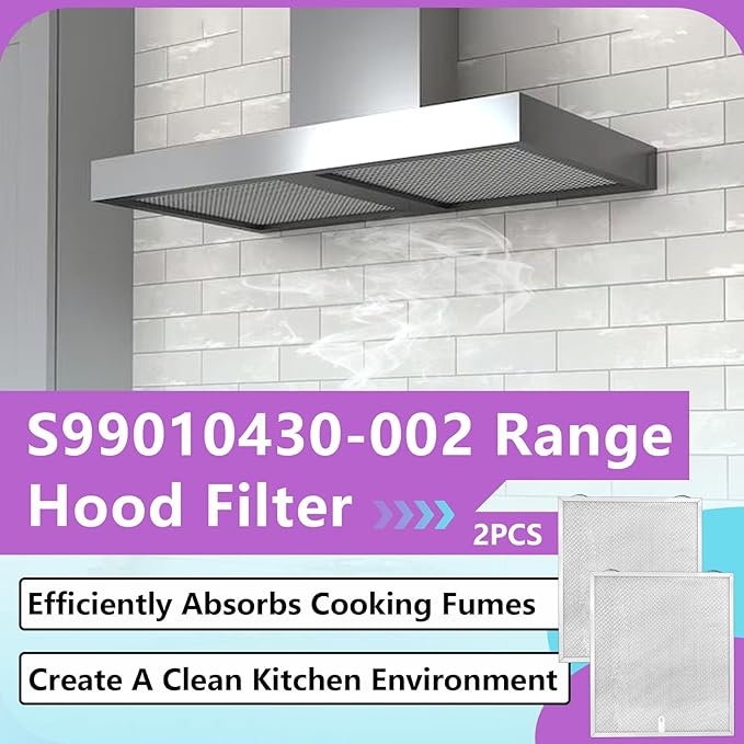 2PCS S99010430-002 Range Hood Filter Compatible with Broan Nutone HPFA -130 Range Hood, 13-7/8'' x 15-3/4" 4512880 Aluminum Grease Filter Replacement for Absorb Grease