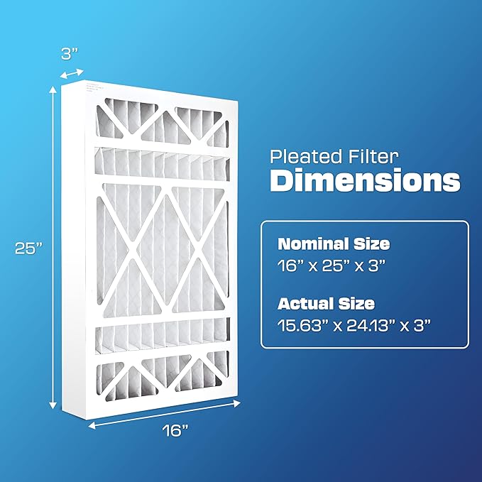BestAir AB3-1625-11R AC Furnace Air Filter, 16" x 25" x 3", MERV 11, Fits 100%, For Trion Air Bear, Supreme, Skuttle, GeneralAire, Source1 & Ultravation Models, Pack of 3