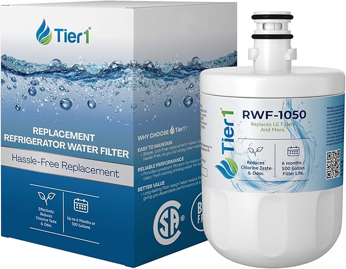 Tier1 RWF1050 5231JA2002A Refrigerator Water Filter | Replacement for LG LT500P & Kenmore 9890 Fridge Filter - Lasts up to 6 Months | Easy Install | Odor Control | Enjoy Great Tasting Water