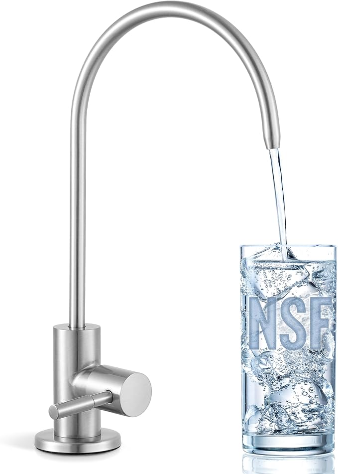 KES Drinking Water Faucet, Water Filter Reverse Osmosis Faucet for Kitchen Sink RO Faucets for Reverse Osmosis Systems 18/8 Stainless Steel Brushed Finish, Z504CLFF18-BS