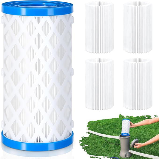 VICAMB 4 Pack Type A/C/III Pool Filter Cartridge Replacement, Compatible with Intex 29000E/59900E, Reusable Outer Shell with Replaceable Inner Filters for Select Above Ground Pool Pumps