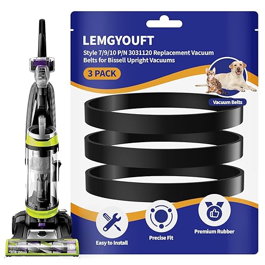 for Bissell Style 7/9/10 P/N 3031120 Vacuum Belts Fits PowerForce Helix/CleanView/Swivel/Rewind Pet/Powerlifter/Pet Hair Eraser Vacuum Cleaner, 2031093 32074 3031123 (3-Pack)