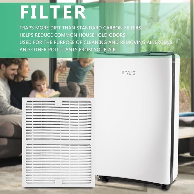 Gekufa Replacement Filter A Compatible with Idylis Air Purifiers IAP-10-100, IAP-10-150, AC-2119, IAF-H-100A, IAPC-40-140, Filtrete FAP-C01-A – Includes 2 Filters & 2 Carbon Filters