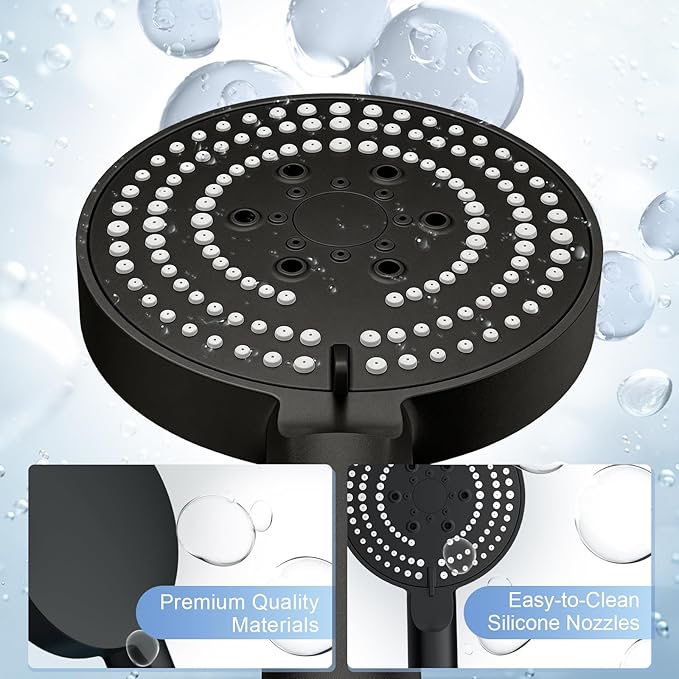 OFFO Filtered Shower Head with Handheld, 20 Stage Shower Head with Filters with 60" Shower Hose & Holder, 4” High Pressure 6-Mode to Remove Chlorine, Matte Black