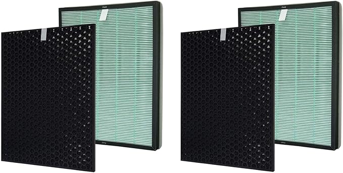PUREBURG Replacement Filter Compatible with RabbitAir BioGS 2.0 Ultra Quiet Model SPA-550A & SPA-625A Air Purifiers, H13 True HEPA and Activated Carbon Set, 4 Piece Pack