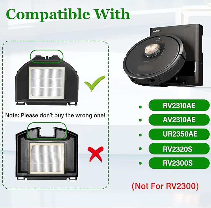 Filter Replacement for Shark AV2310AE Matrix RV2310AE RV2320S UR2350AE RV2300S UR2360S Matrix Plus Robot Vacuum Cleaner Accessories Parts (Not For RV2300)