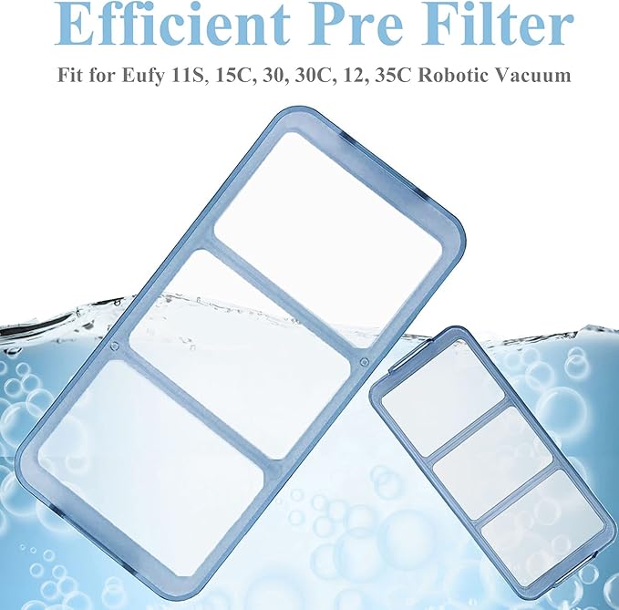Replacement Parts Accessories Kit for Eufy RoboVac 11S, 15C, 30, 30C, 12, 35C Vacuum Filters, 10 Side Brushes, 8 Filter, 1 Pre Filter, 1 Roller Brush Guard