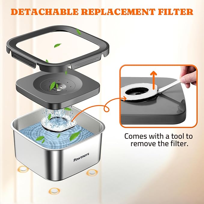 6 Packs Replacement Filters for Pawtners 4.5L No-spill Dog Water Bowls, Activated Carbon Material, Replacement Filter for Pet Dogs Slow Water Bowl