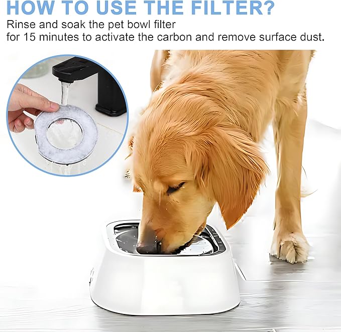 Feekoon 6 Pack Dog Water Bowl Replacement Filters Compatible With Lumoleaf, Upsky, Urpower, Els Pet, Pawtners No Spill Dog Water Bowl, Coconut Shell Activated Carbon Filters