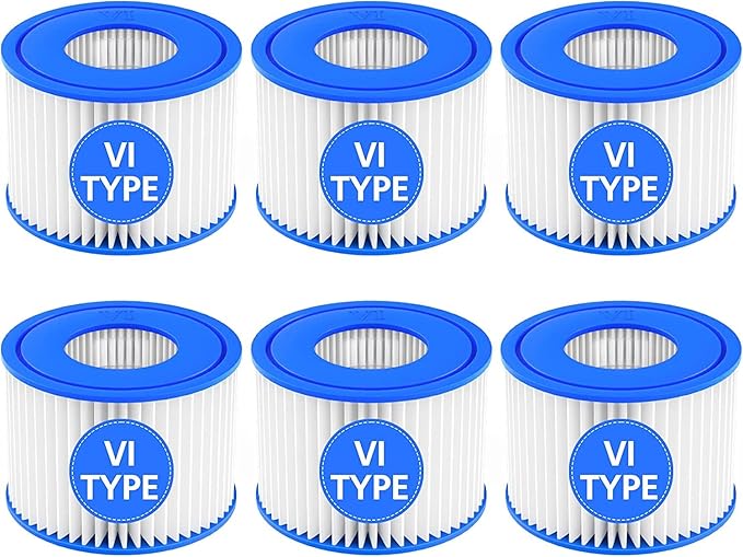 Hot Tub Filter Cartridge Size VI Compatible with Lay-Z-Spa, Coleman SaluSpa 90352E 58323, 6 Pack